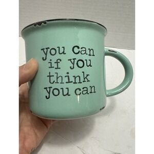 Natural Life Light Green  "you can if you‎ think you can" coffee mug cup 4" Diam
